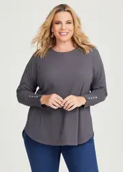 [Virtuelle] Taking Shape Rib Hi-lo Top Size 14 in Frost Grey - Plus Size Women's Clothing Frost Grey