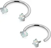 [Rmsnxnnz] 16G F136 Titanium Internal Thread Horseshoe Septum Nose Ring Piercing Jewelry Circular Barbell Helix Snug Tragus Rook Daith Cartilage Earring Lip Ring Piercing Jewelry for Women Men Opal