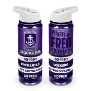 AFL Tritan Drink Water Bottle 650ml - Fremantle Dockers - 4 Wrist Bands - Straw