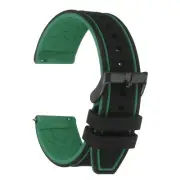 Silicone Watch Bands 20mm Soft Watch Bands with Frosted Buckle, Black Green
