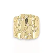 Nugget Square CZ Ring - 10K Yellow Gold