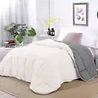 Shangri-La 3pcs Winter Warm Sherpa Fleece Reversible Comforter Set/Double/Q/King