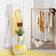 Full Length Floor Mirror Body Free Standing Wall Mirror Hanging Leaning with Folding Stand Bedroom Dressing Room Hallway 45x2x140cm