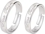 [THXFUNAREA] Men Women 925 Sterling Silver Rings Carven Love Forever Couple/Lover Eternity Engagement Wedding Promise Adjustable Ring Anniversary Wedding Ring Rings Jewellery Gift