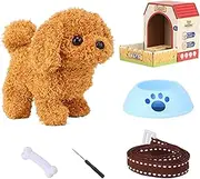 Byeaon Walking Dog - Electronic Interactive Pet | Electronic Interactive Animals Dog with Rope Walking Barking Tail Wagging for Children