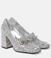 [Jimmy Choo] Jimmy Choo Diamond Tilda 85 glitter loafer pumps AU 7 silver