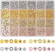 WKILGOD 2160pcs Star Spacer Bead Gold Silver Disc Round Spacer Beads,beads for bracelets,beads for making jewellery (4 Colors)
