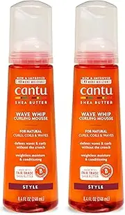 Cantu Wave Whip Curling Mousse for Natural Hair with Pure Shea Butter, 8.4 fl oz (Pack of 2)