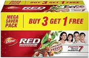 Dabur Red Paste - India's No.1 Ayurvedic Paste, Provides Protection Plaque Removal, Toothache, Yellow Teeth, Bad Breath- 600g (150gm*4)