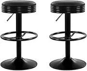 Artiss Bar Stools Stool Set of 2 Adjustable Kitchen Swivel Counter Barstools Dining Chair Chairs Gas Lift Black Frame in 59-81cm Seat Height Floor for Home Bar Dining Room Cafe Outdoor Indoor