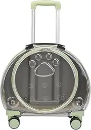 JENPECH Cat Carrier with Wheels Cat Carrier Pet Trolley Case Breathable Holes Silent Wheels Pet Backpack for Kitty Small Dog Green B