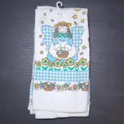 Vintage Set of 3 kitchen towels Angel Checkered *RARE* *Beautiful*