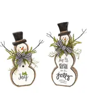 Gerson International Set of 2 Resin & Metal Snowman Figurines