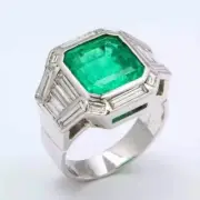 Vintage Style 7.86CT Emerald Lab Created Diamond Wedding 14k White Gold FN Ring