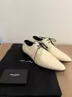 Saint Laurent Jonas Patent Leather Derby Shoes, off-white, size 36.5 (6.5 US)
