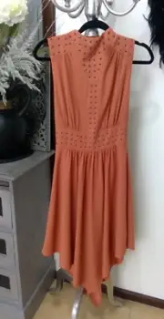 Stunning Cooper St Terracotta Studded Dress, Size 8 Mid Length - Boutique Stock