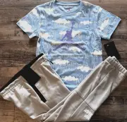 NWT Nike Jordan Boys 7 Light Blue/Light Gray/Purple CLOUD Jogger Pants Set Sz 7