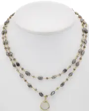 Rachel Reinhardt 14K over Silver Labradorite & Moonstone Layered Necklace
