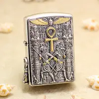 在飛比找蝦皮購物優惠-［頑童］［客訂出貨］zippo26號盔甲純銀鬼王貼章鑲金法老