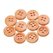 10pcs Wooden Sewing Button 12.5mm 4 Holes Round Craft Buttons, Light Brown