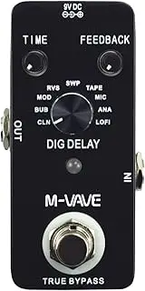 DIG DELAY Digital Delay Guitar Effect Pedal with 9 Delay Effects True Bypass Full Metal Shell Black One Size