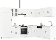 Lucca White 14-Piece Kitchen Cabinet Set, Engineered Wood Freestanding Storage Solution for Modern Kitchens, Adjustable Feet