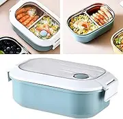 Lunch Box, Portable Leak-Proof Lunch Container Cute Design Stainless Steel for Office (Blue)