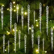 12/24/36pc Crystal Clear Christmas Tree Ornaments Icicle Decorations For Holiday