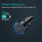 Choetech C0054 Dual Port PD 40W USB-C Car Charger Adapter Black