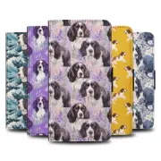 FLIP CASE FOR SAMSUNG GALAXY|ENGLISH SPRINGER SPANIEL PUPPY DOG PATTERN #A2