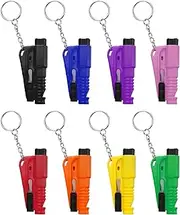 8 Pieces Car Window Breaker Tool, 3 in 1 Seat Belt Cutter and Window Glass Breaker Keychain and Survival Whistle, Vehicle Emergency Safety Device for Driver, Family