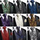 Men's Paisley Design Dress Vest and Neck Tie Hankie Set For Suit or Tuxedo