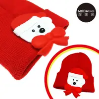 在飛比找金石堂優惠-【摩達客】兒童嬰幼兒聖誕小白熊蝴蝶結保暖毛線帽針織帽（紅色）