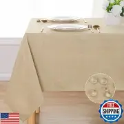 DWCN Rectangle Faux Linen Tablecloth - Textured Waterproof Spill-Proof Wrinkl