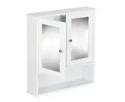 Bathroom Tallboy Storage Cabinet with Mirror - White