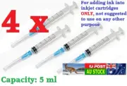 4x Syringe 5 ml ink cartridge refill Injector tool for inkjet printer AU stock