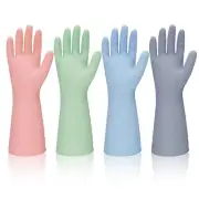 Rubber Kitchen Dishwashing Gloves - 4 Pairs Reusable Household Cleaning Glove...
