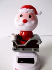 Solar Powered Dancing Santa Claus in Sleigh w/ Cup Of Hot Cocoa Bobble Head