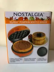 Nostalgia MyMini Pumpkin Waffle Maker Compact Size 5-Inch Waffles