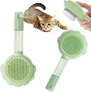 WaggyTech Self Cleaning Pet Grooming Brush with Spray, Cat & Dog Slicker Brush, 2-in-1 Massage Cleaning Hair Comb, Pet Grooming Tool for Removing Loose, Tangled, Dirt Hairs (Green)