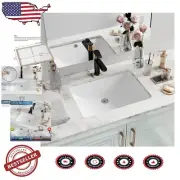 Elegant White Rectangular Undermount Bathroom Sink - Premium Fireclay Design