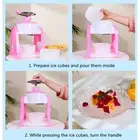 (Pink)Hand Crank Shaved Ice Machine Stainless Steel Blades Safe Portable Ice H