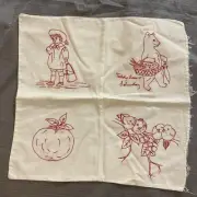 Vintage Redwork hand embroidered Blocks pillow cover