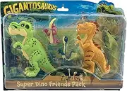 Gigantosaurus: Super Dino Friends Pack - 4 Pack - (5" Giganto, 5" Trex, 2" Bill, 2" Rocky), Dinosaur Toy Miniatures, Action Figures, Kids Ages 3+