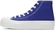 [xinran & shengli] Women's Fashion Platform Trainers Ladies High Top Canvas Shoes Classic Platform Lace Up Sneakers Pumps Plimsolls Outdoor Sport Tennis Running Walking Shoes Breathable, Royal Blue, 9 UK