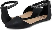 [Daisy Fuentes] Women’s Ankle-Strap D’Orsay Flats – Braided Embellished Strap, Pointed Toe, Zipper Closure – Comfortable Casual and Dressy Shoes