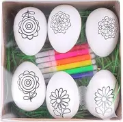 Painting Easter Eggs | Foam Eggs Doodle Set Arts and Crafts for Kids | 6X Eggs Dye Coloring Kit, Paintable Eggs for Easter Basket Stuffers, Home Decoration