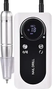 Rolabling Manicure Electric Nail File Kit 45000 RPM Professional Nail Drill with 6 Drill Bits 6 Sanding Bands Cordless Lightweight Salon-Grade Manicure Pedicure Machine (White)