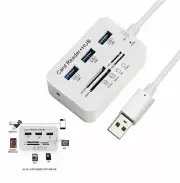 Aluminum 3 Port USB 3.0 Hub MS SD M2 TF Multi-In-1 Memory Card Reader Adapter US