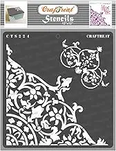 CrafTreat Flourish Corner Stencils for Painting on Wood, Wall, Tile, Canvas, Paper, Fabric and Floor - 12x12 Inches - Reusable Painting Stencils for Rangoli & Wall Art - Stencil Art & Craft Supplies